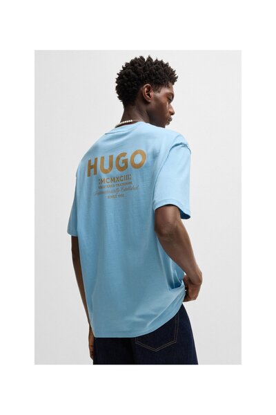 HUGO Yeni sezon logo hikayeli pamuklu penye tişört