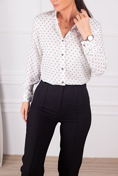 armonika Дамска риза с дълъг ръкав в цвят екрю ARM-24K001023