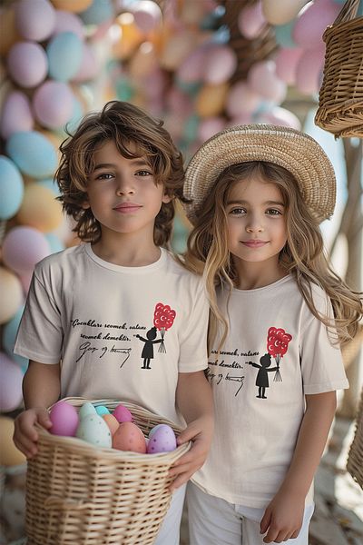 MYADA 23 April Special Loving Children Printed Children's T-Shirt 23431
