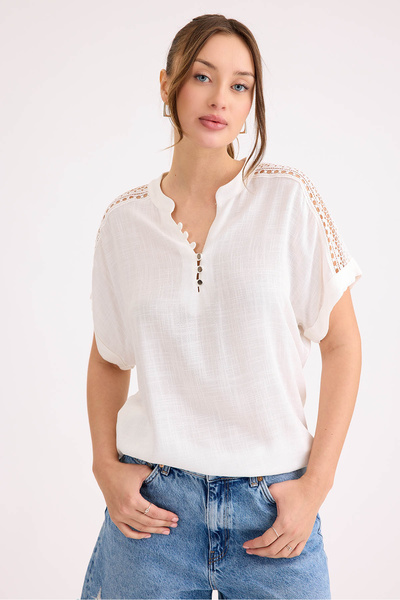 Vitrin Μπλούζα από λινό βισκόζη με κορδόνι στον ώμο