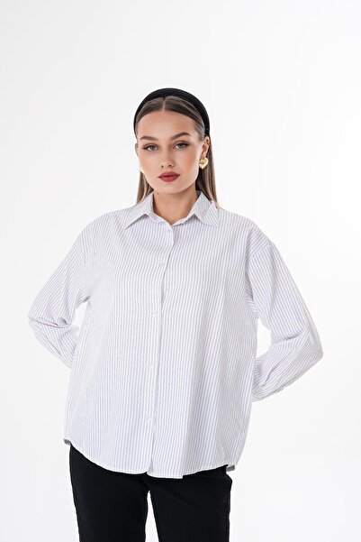 ŞİMAL Kadın Çizgi Desenli Gömlek 250142 -