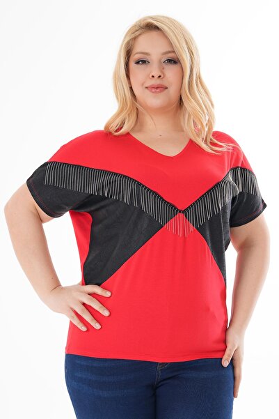 Siyezen Oversize Blouse with Large Size Chain Detail