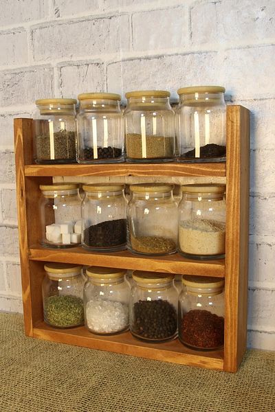 PAKÇAM KERESTE Wooden Spice Rack Stand Countertop Organizer Wooden Shelf Spice Rack