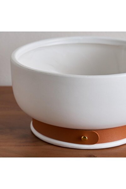 Home Box Tilden Ceramic Deco Bowl with PU Band 22x22x11.5 cm