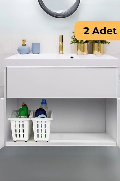 EVLE White Set of 2 - 13L Rolling Basket