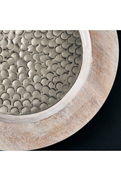 Home Box Flig Decorative Wooden Tray with Iron Detail 30x30x2.5 cm