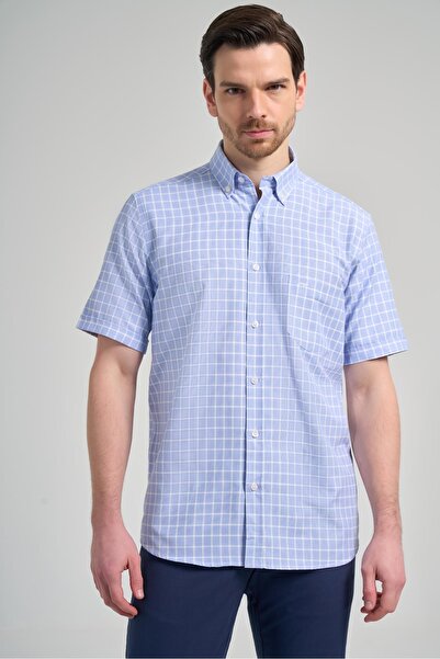 İmza Cămașă clasică din bumbac, cu potrivire confortabilă - mânecă scurtă, model în carouri, guler cu nasturi, buzunare 1004250165