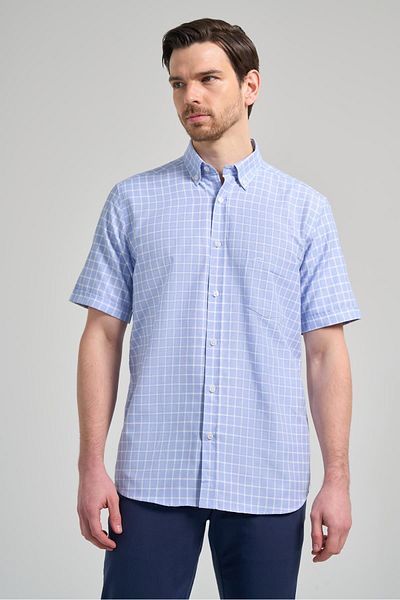 İmza Βαμβακερό πουκάμισο Classic Comfort Fit - Κοντό μανίκι, καρό σχέδιο, πέτο με κουμπιά, με τσέπες 1004250165