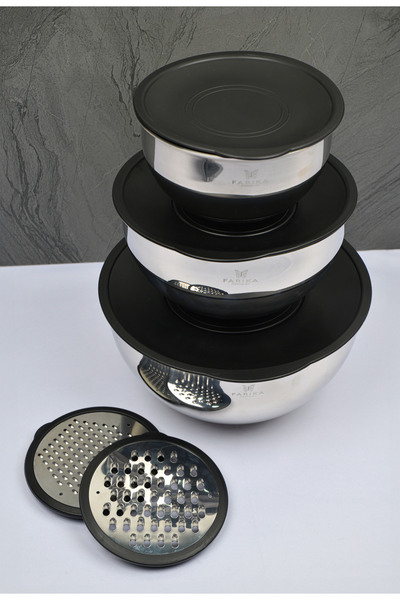 FARİKA Farika 9 Parça Rendeli Saklama ve Karıştırma Kabı (16-20-24 cm)