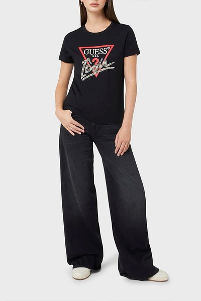 Guess Női Stoned Love Logo fekete póló