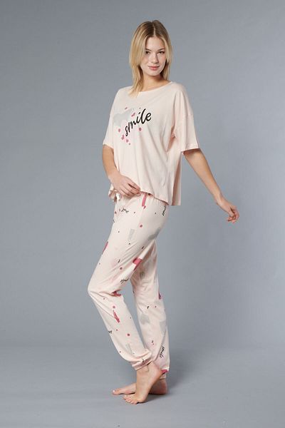 Rubina Secret Σετ Πιτζάμες Heart 100% Cotton Γυναικεία Πιτζάμες - Oversize 4 Seasons [2025- Άνοιξη]