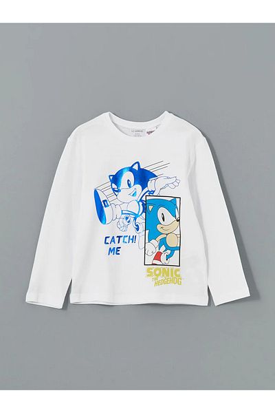 LC Waikiki Lcw Kids White Crew Neck Sonic Printed Boys T-Shirt