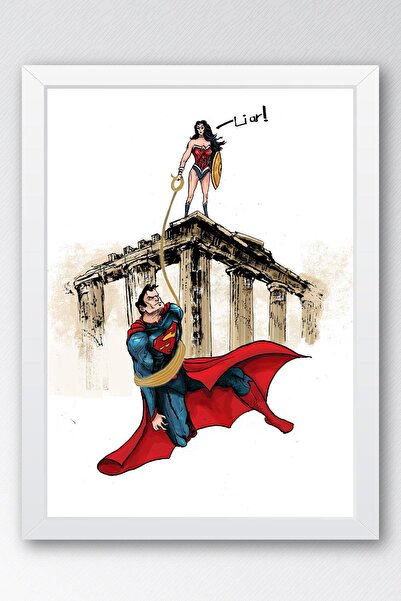 Saturn Tablou înrămat Superman Wonder Woman - Tablou poster de film