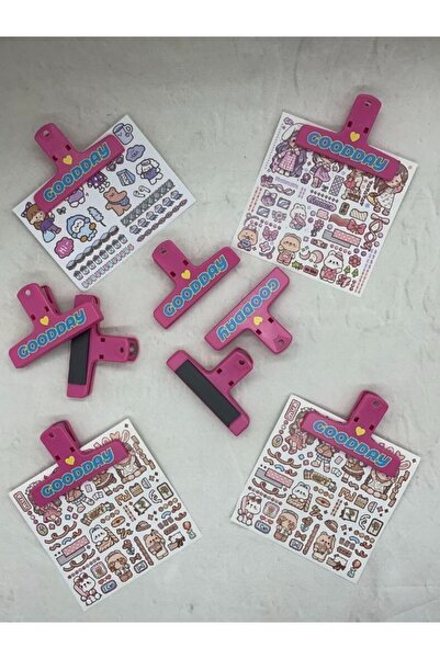 Kağıt Gemi Dükkan Goodday Pembe Renk Çok Fonksiyonlu Mıknatıslı Klips/Fotoğraf Mandalı/Kıskaç Ataş/Kitap Ayracı