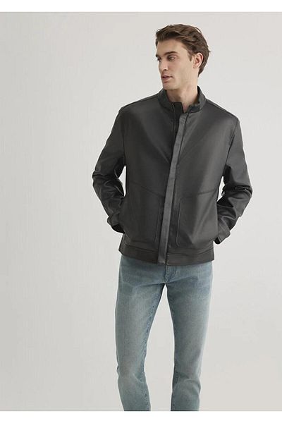 Mavi Δερμάτινο ανδρικό μπουφάν Slim Fit M0110537-71379