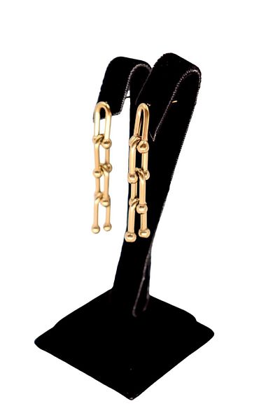 TUM TUM Gold Ball End - Thick Swinged Steel Chain Earrings