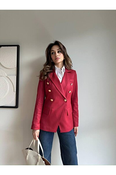 Genel Markalar Kadın Çapraz Tek Düğme Belden Oturtmalı Blazer Ceket