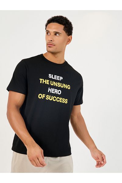 Styli Slogan Print Short Sleeve T-Shirt and Short Pyjama Set