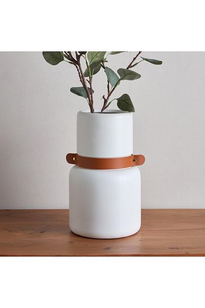 Home Box Tilden Ceramic Vase with PU Band 17x17x29 cm