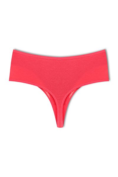 HNX Pomegranate Front Double Layer Lined Lace High Waist Cotton Thong Women's Panties