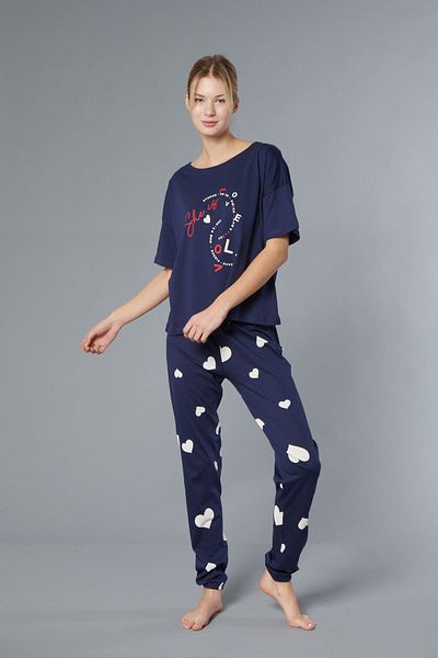 Rubina Secret Σετ Πιτζάμες Heart 100% Cotton Γυναικεία Πιτζάμες - Oversize 4 Seasons [2025- Άνοιξη]