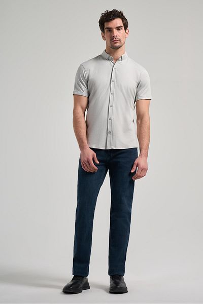 İmza Γκρι βαμβακερό πουκάμισο Slim Fit - Μακρύ μανίκι, Πλεκτό Πλεκτό, Πέτο με Κουμπί, Χωρίς Τσέπη 1004250152_100