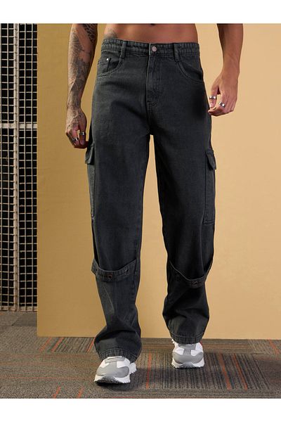 Mascln Sassafras By Styli Mid Rise Relaxed Fit Baggy Jeans with Cargo Pockets