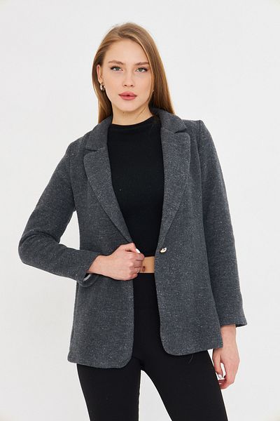 armonika Dámská antracitová kešu bunda na jeden knoflík ARM-25K 001082
