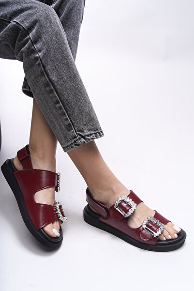 Riccon Magmythe Women's Sandals - Double Buckle, Cherry Crinkle Patent Leather 0012347