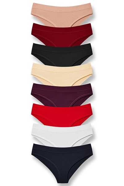 HNX Γυναικεία εσώρουχα 8 τεμαχίων Cotton Piping Slip