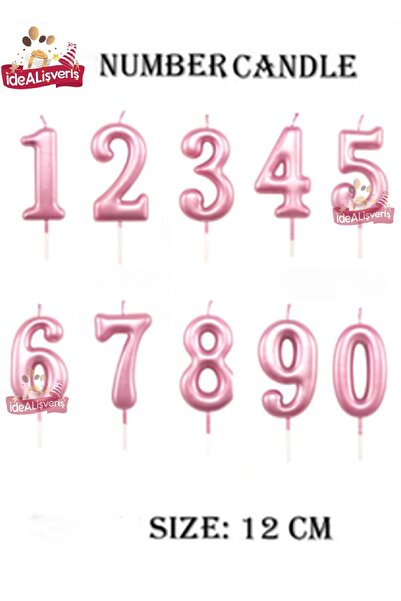 Bkmc 12 cm Pembe Pasta Üstü Rakam Mum