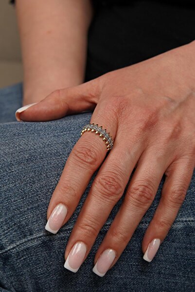 FRNCH Zirkon Taşlı Altın Renk Tasarım Kadın Yüzük FRJ60056-156-G