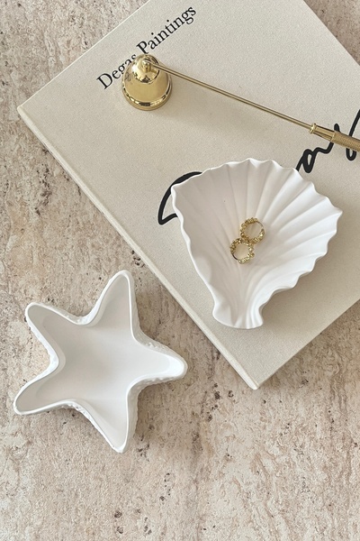 Mandalin Art Studio Διακοσμητικό πιάτο με κοχύλι και αστερίας