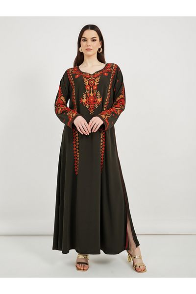 Maxim Creation By Styli Embroidered Notch Neck Kaftan