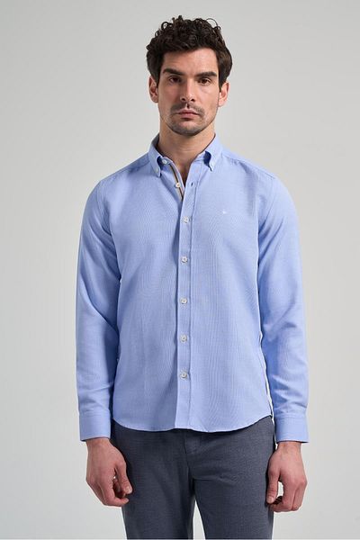 İmza Cămașă slim casual din bumbac, cu mâneci lungi, cu model Dobby, cu rever cu nasturi 1004250206