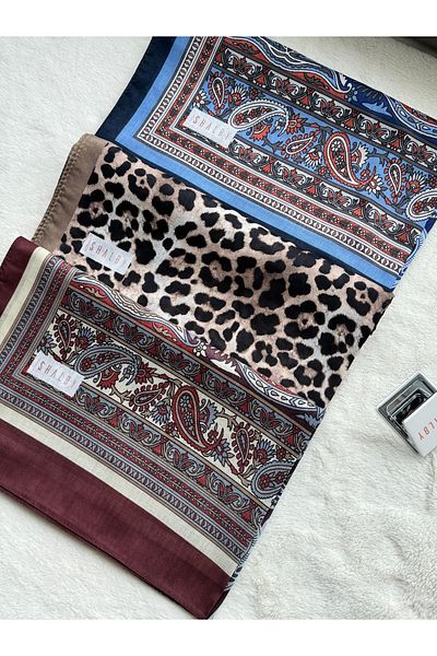 shalby Set de 3 șaluri din bumbac cu model Hijab și oglindă de machiaj Shalby