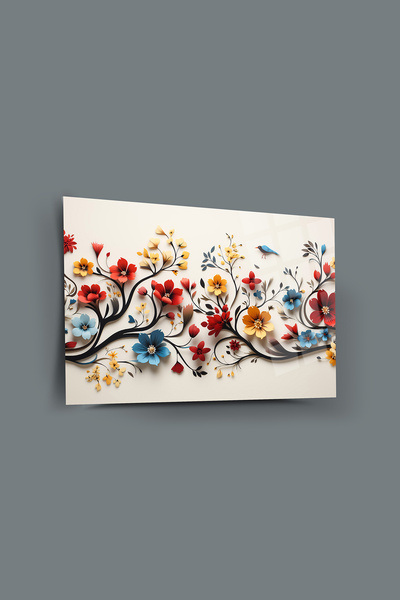 glassartdesign Flori Colorate Tabel din sticlă 2 Tabel de salon Tabel de bucă...