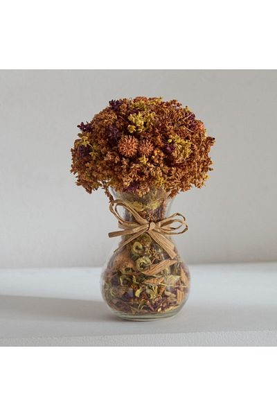 Home Box Caven Mixed Grass in Glass Vase with Potpourri 15x15x21 cm