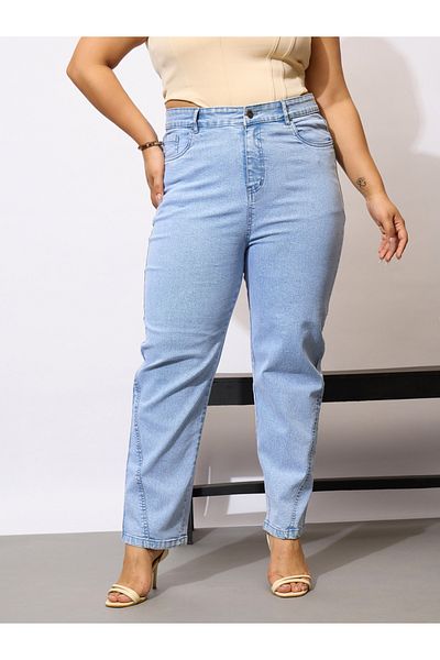 Sassafras Plus Size Acid Wash Mom Fit Jeans