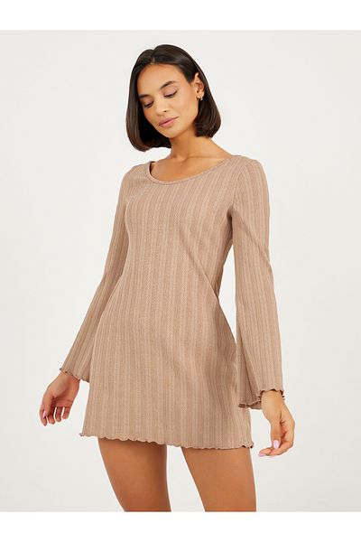 Styli Jacquard Rib Lettuce Hem Nightdress