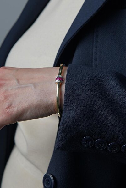 FRNCH Zirkon Taşlı Altın Renk Kadın Kelepçe Bileklik FRJ12432-3432-G