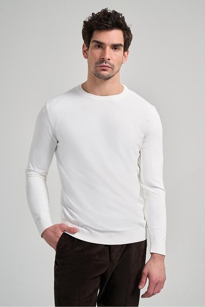 İmza Long Sleeve Plain Knitted Crew Neck Pocketless Cotton Slim Fit Knitwear 1012245163