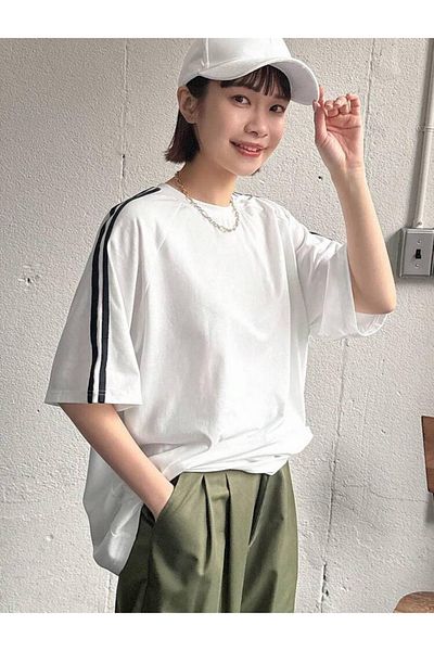 Gofeel Μπλουζάκι Unisex Oversize με ρίγες ώμου