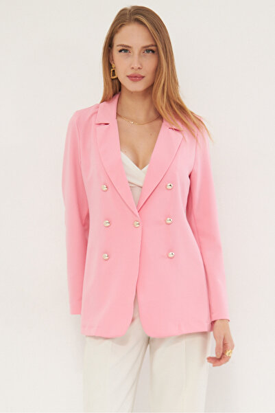 armonika Kadın Toz Pembe Düğmeli Ceket ARM-20K001151