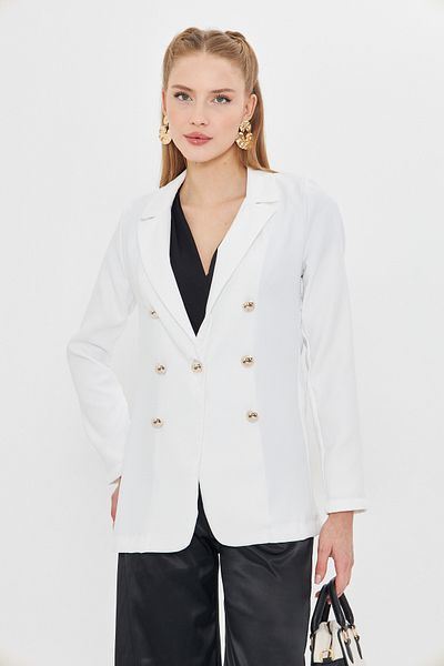 armonika Weiße geknöpfte Damenjacke ARM-20K001151