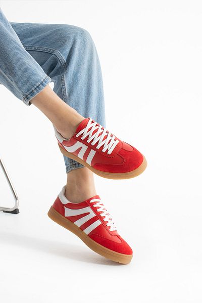 KOTAN Women's Sneakers - Red, Orthopedic Sole, Comfortable Casual Sports Shoes