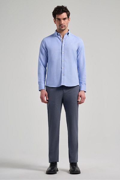 İmza Cămașă slim casual din bumbac, cu mâneci lungi, cu model Dobby, cu rever cu nasturi 1004250206