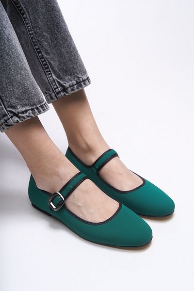 Riccon Balerini pentru femei Gisnalore verde mat - 0012277