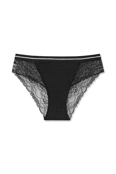 HNX Γυναικεία εσώρουχα 2 τεμαχίων Interlock Lace με λεπτομέρεια μέσης Glittery Elastic Slip
