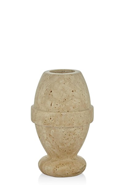 SETABIANCA Evza Mermer Traverten Vazo 12.5*12.5*26 Cm